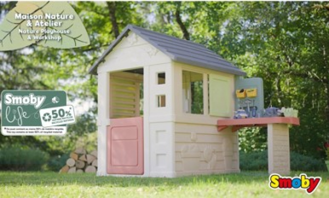 Smoby Life Spielhaus Natur mit Werkstatt