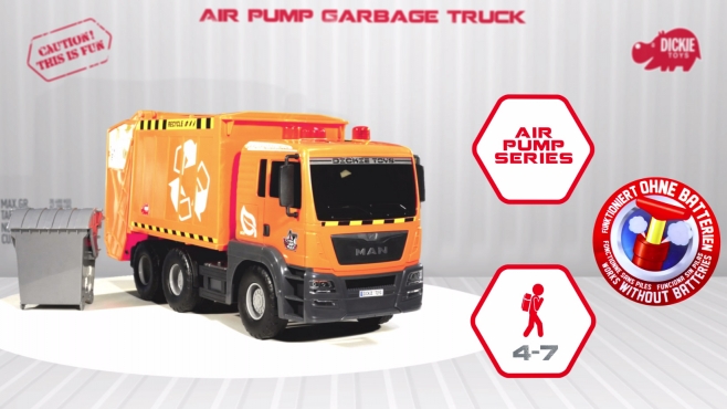 Air Pump Garbage Truck - MAN Müllabfuhr - Müllfahrzeug - Dickie Toys