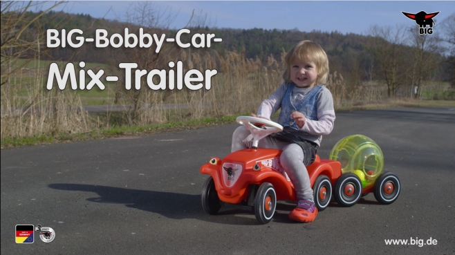 Simba New BIG-BOBBY-CAR Anhänger rot, mit Flüster, Bobby Car