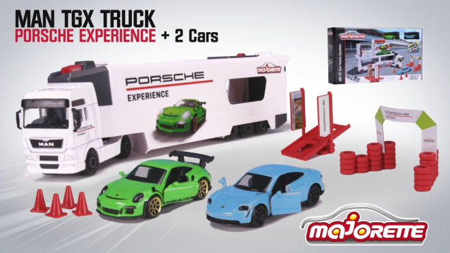 Majorette MAN TGX Truck Porsche Experience + 2 Porsche