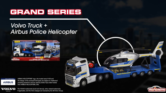 Majorette Grand Series  - Volvo Truck + Police Helicopter Produktvideo