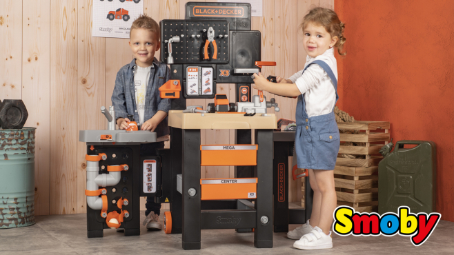 Smoby Black+Decker Mega Werkbank Center mit 3 Spielbereichen