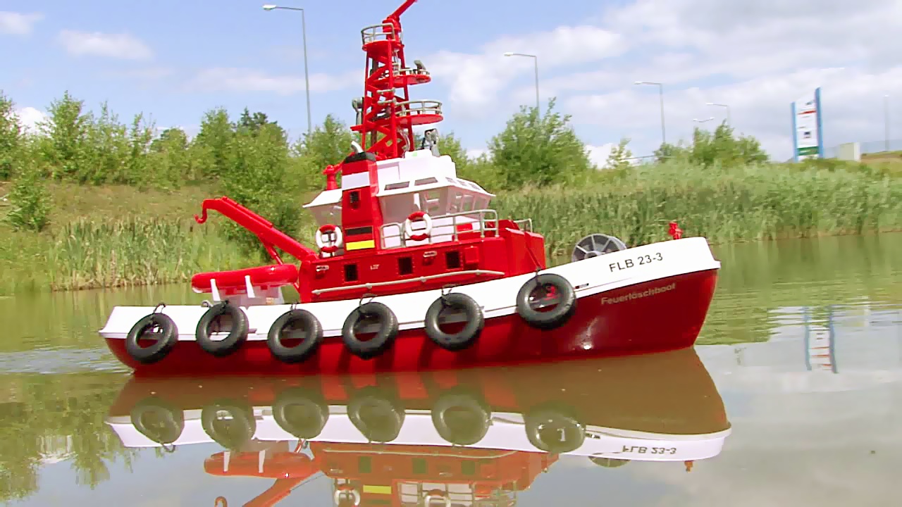 Feuerwehrboot Wasserspielzeug 26cm Van Manen Feuerlöschboot NEU Batterie 