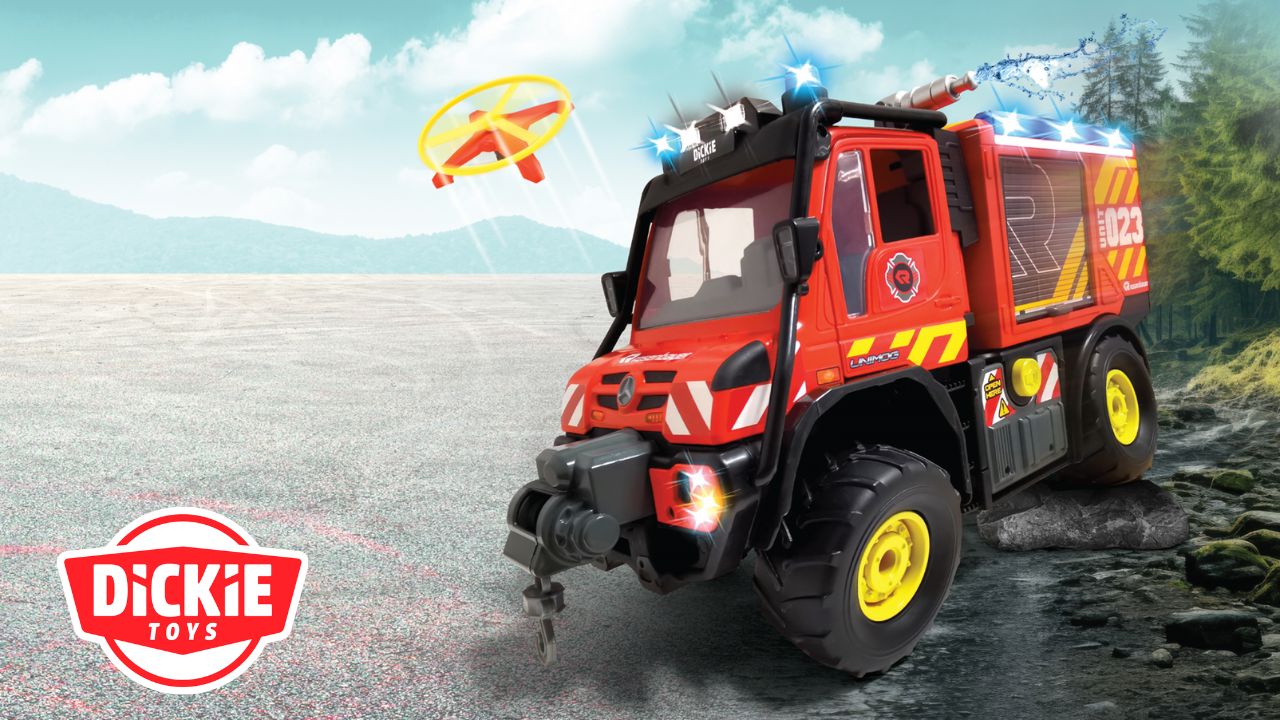 Dickie Toys Unimog U530 Fire Rescue – 50 Cm Feuerwehrauto Mit Wasserspritze, Drohnen & Sound