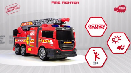 Camion De Pompier OK Hong Kong N°3353 - Plastique Friction 20 Cm, Fonctionne